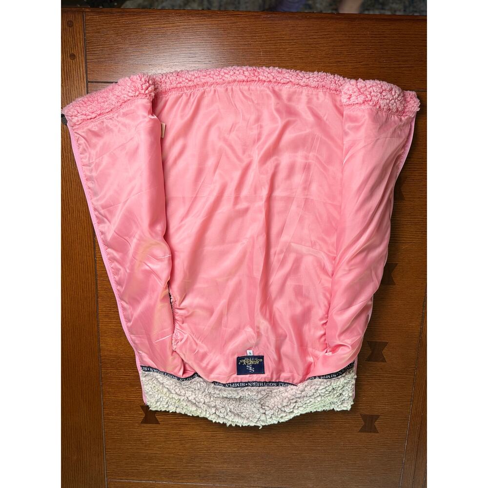 Simply Southern Fleece Teddy Vest Pink Small Warm Soft Sleeveless Jacket Cuddly - Picture 4 of 8